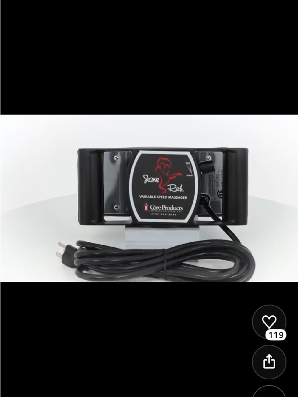 Jeanie Rub Variable Speed Massager - Black - Picture 8 of 12